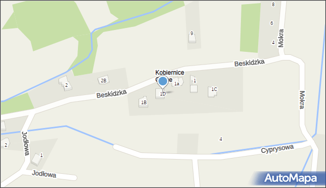 Kobiernice, Beskidzka, 1D, mapa Kobiernice