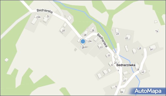 Kocierz Moszczanicki, Bednarska, 15, mapa Kocierz Moszczanicki