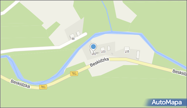 Kocierz Moszczanicki, Beskidzka, 101, mapa Kocierz Moszczanicki