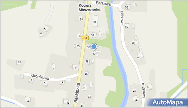 Kocierz Moszczanicki, Beskidzka, 52, mapa Kocierz Moszczanicki