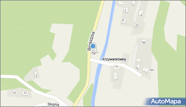 Kocierz Moszczanicki, Beskidzka, 72a, mapa Kocierz Moszczanicki