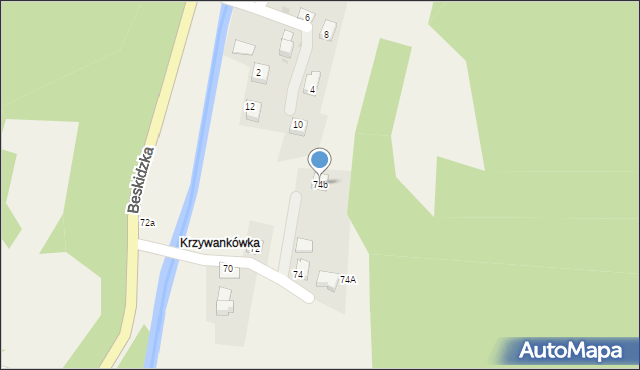 Kocierz Moszczanicki, Beskidzka, 74b, mapa Kocierz Moszczanicki