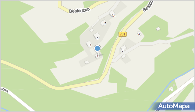 Kocierz Rychwałdzki, Beskidzka, 1, mapa Kocierz Rychwałdzki