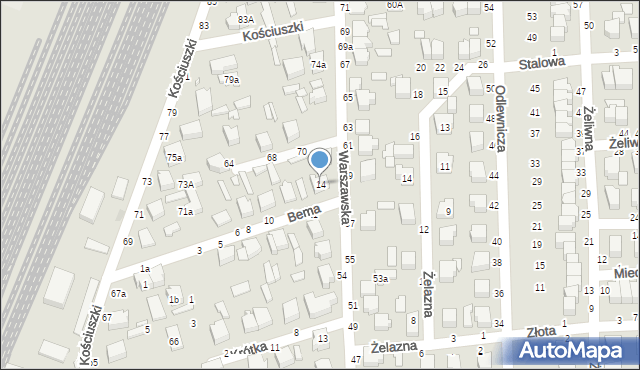 Koluszki, Bema Józefa, gen., 14, mapa Koluszki