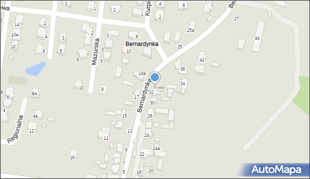 Konin, Bernardynka, 32a, mapa Konina