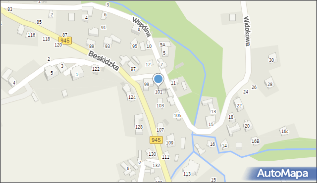 Korbielów, Beskidzka, 101, mapa Korbielów