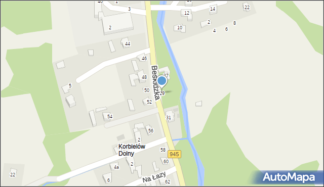 Korbielów, Beskidzka, 29, mapa Korbielów