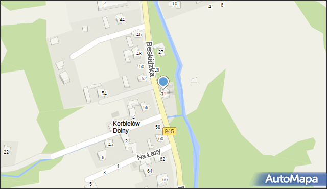 Korbielów, Beskidzka, 31, mapa Korbielów