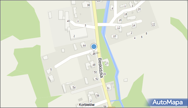 Korbielów, Beskidzka, 46, mapa Korbielów