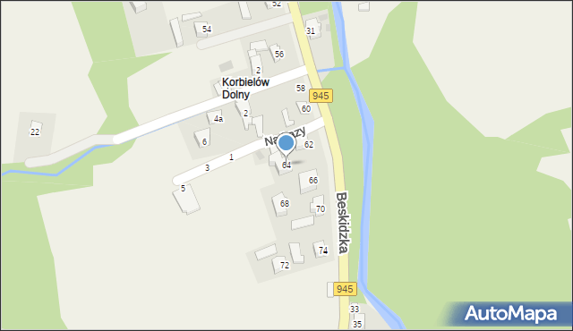 Korbielów, Beskidzka, 64, mapa Korbielów