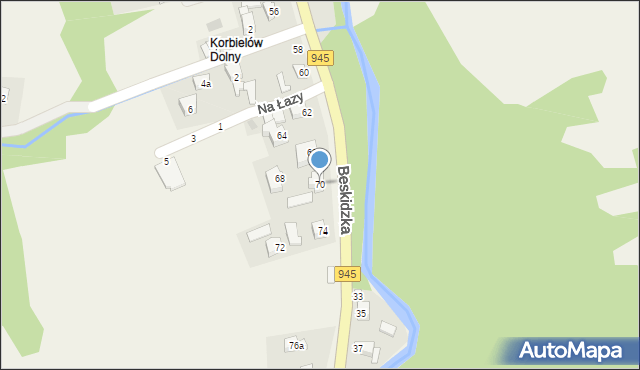 Korbielów, Beskidzka, 70, mapa Korbielów