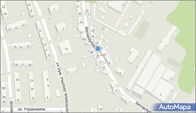 Kościan, Bernardyńska, 21, mapa Kościan