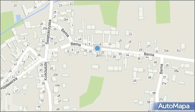 Koziegłowy, Bema Józefa, gen., 20, mapa Koziegłowy