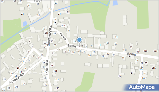 Koziegłowy, Bema Józefa, gen., 3, mapa Koziegłowy