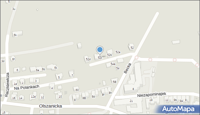 Kraków, Becka Józefa, 52c, mapa Krakowa