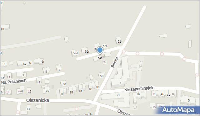 Kraków, Becka Józefa, 54a, mapa Krakowa