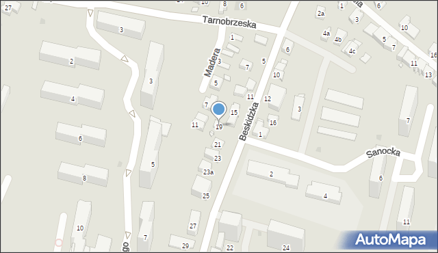 Kraków, Beskidzka, 19, mapa Krakowa