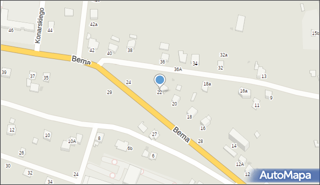 Krosno, Bema Józefa, gen., 22, mapa Krosna