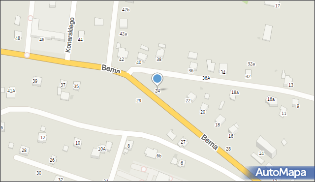 Krosno, Bema Józefa, gen., 24, mapa Krosna