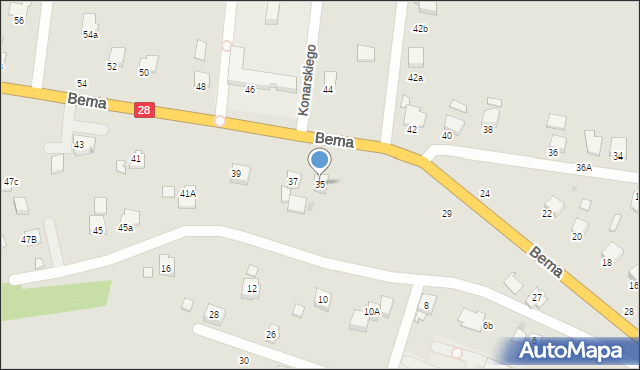 Krosno, Bema Józefa, gen., 35, mapa Krosna