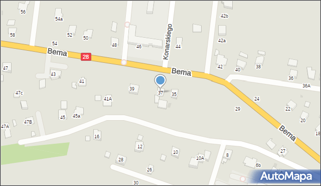 Krosno, Bema Józefa, gen., 37, mapa Krosna