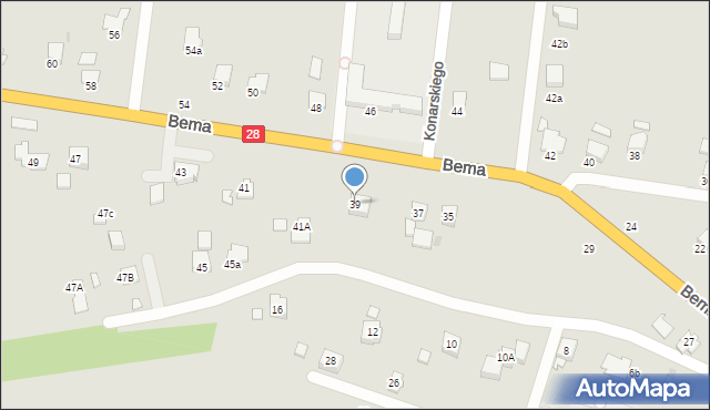 Krosno, Bema Józefa, gen., 39, mapa Krosna