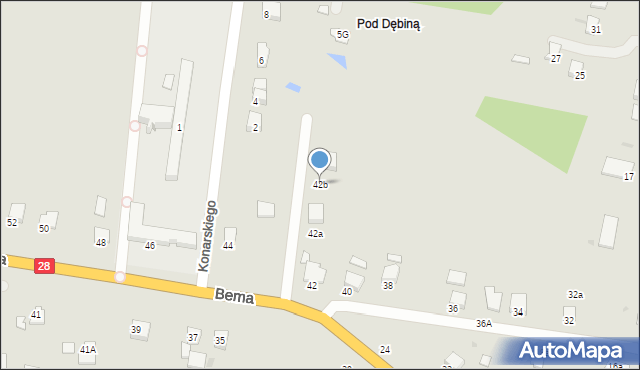 Krosno, Bema Józefa, gen., 42b, mapa Krosna