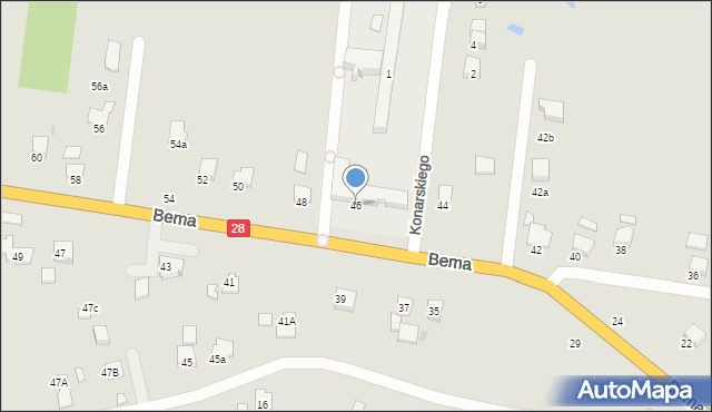 Krosno, Bema Józefa, gen., 46, mapa Krosna