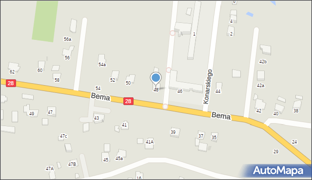 Krosno, Bema Józefa, gen., 48, mapa Krosna