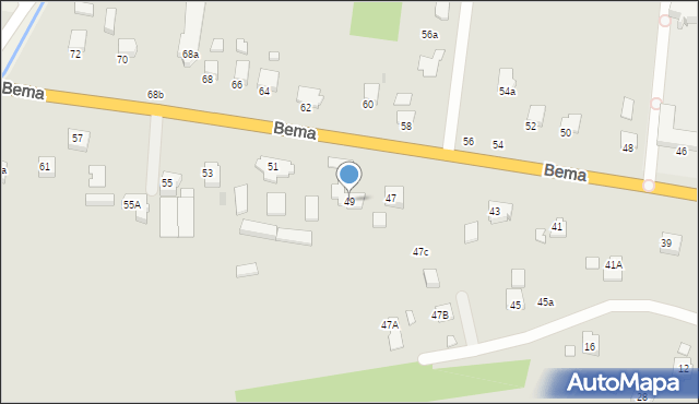 Krosno, Bema Józefa, gen., 49, mapa Krosna