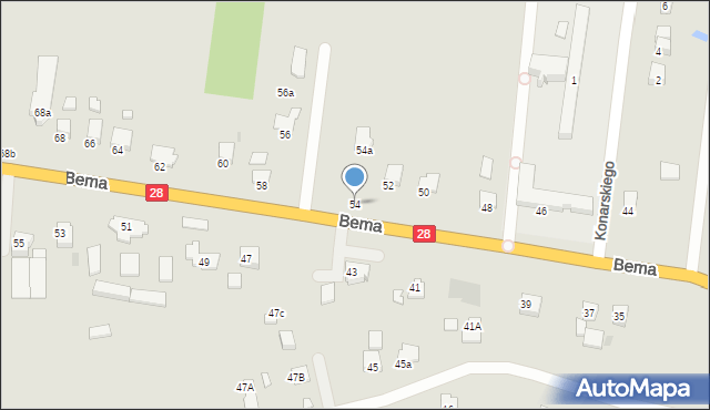 Krosno, Bema Józefa, gen., 54, mapa Krosna