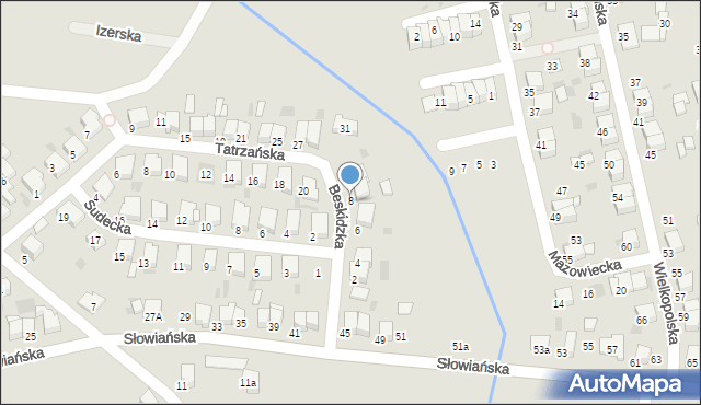 Krotoszyn, Beskidzka, 8, mapa Krotoszyna