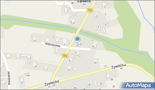 Łękawica, Beskidzka, 12, mapa Łękawica