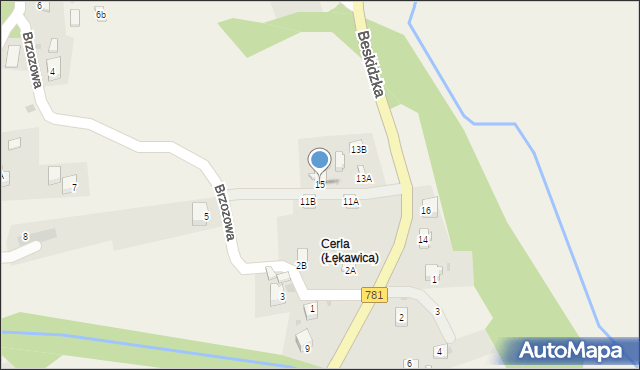 Łękawica, Beskidzka, 15, mapa Łękawica