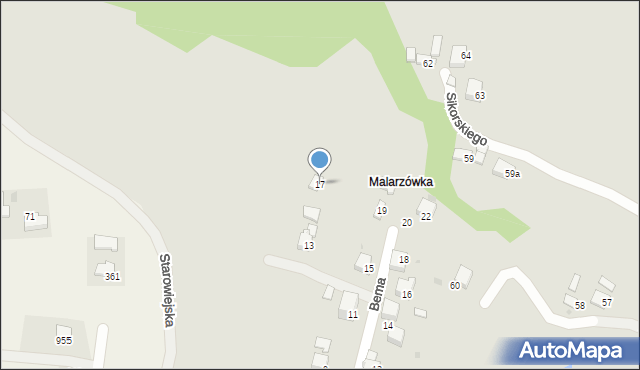 Limanowa, Bema Józefa, gen., 17, mapa Limanowa