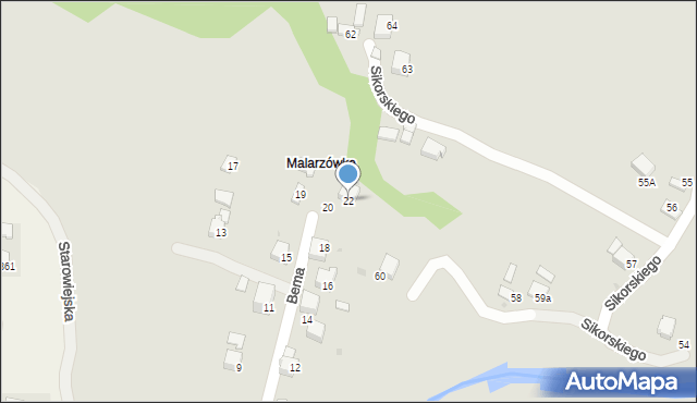 Limanowa, Bema Józefa, gen., 22, mapa Limanowa