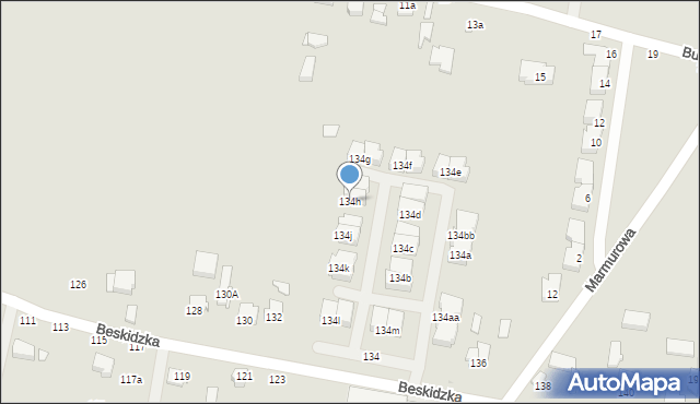 Łódź, Beskidzka, 134h, mapa Łodzi