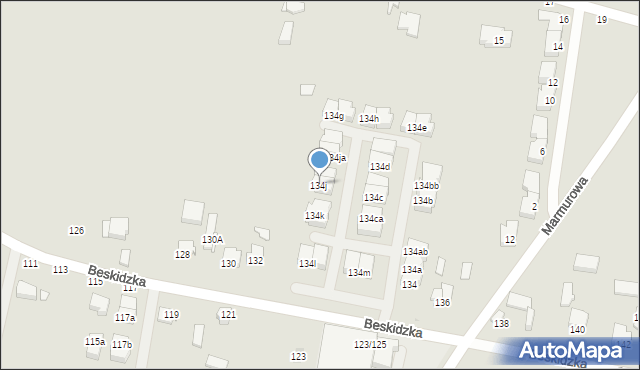 Łódź, Beskidzka, 134j, mapa Łodzi