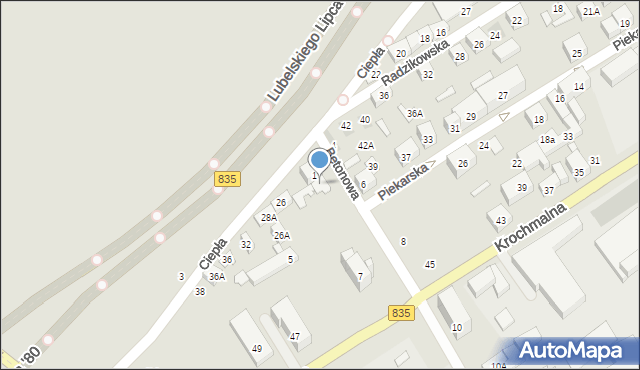 Lublin, Betonowa, 3, mapa Lublina