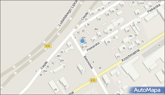 Lublin, Betonowa, 6, mapa Lublina