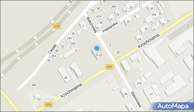 Lublin, Betonowa, 7, mapa Lublina