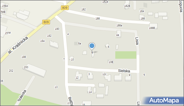 Lublin, Bełżycka, 8, mapa Lublina