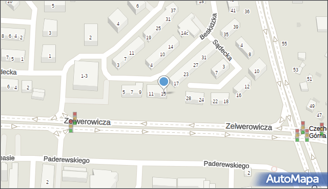 Lublin, Beskidzka, 15, mapa Lublina