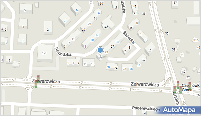 Lublin, Beskidzka, 17, mapa Lublina