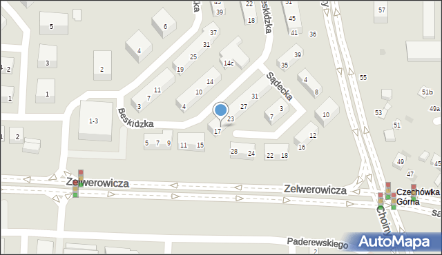 Lublin, Beskidzka, 19, mapa Lublina