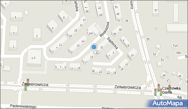 Lublin, Beskidzka, 25, mapa Lublina