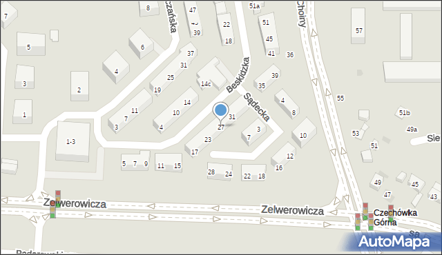 Lublin, Beskidzka, 27, mapa Lublina