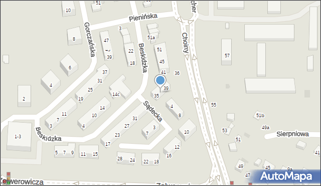 Lublin, Beskidzka, 37, mapa Lublina