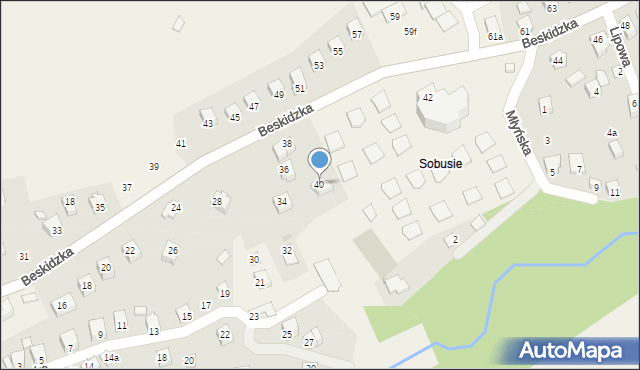 Międzybrodzie Żywieckie, Beskidzka, 40, mapa Międzybrodzie Żywieckie