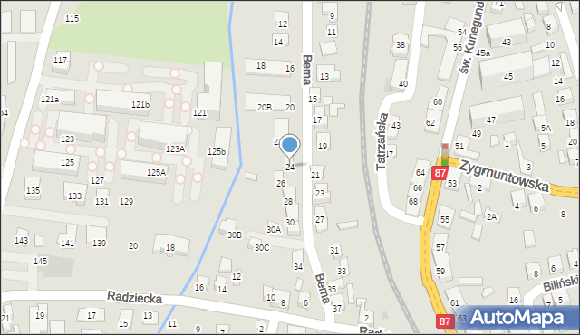 Nowy Sącz, Bema Józefa, gen., 24, mapa Nowego Sącza
